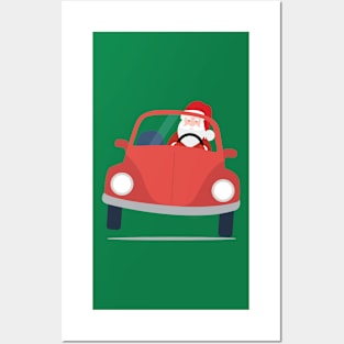 Santa Claus coming to you on his Car Sleigh this Christmas Posters and Art